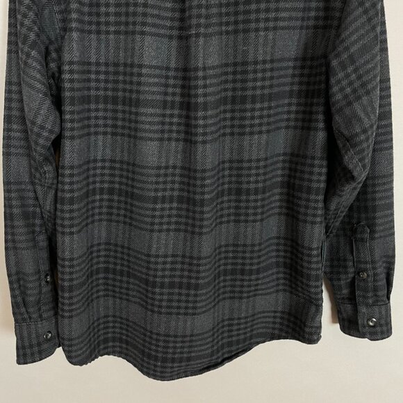 Orvis Plaid Shirt Men Thick‎ Cotton Blend Sz Medium Gray Black Pockets Button-Up - Picture 7 of 10